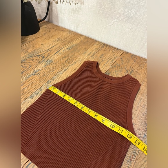 CUTS Women’s Ribbed Cropped Tank Top – Rust Brown – Size S - Picture 9 of 9